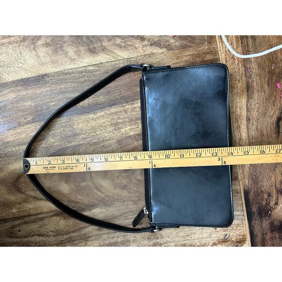 Esprit Women's Black Patent Leather Shoulder Bag Y2K 90s 2000s purse - Picture 6 of 7